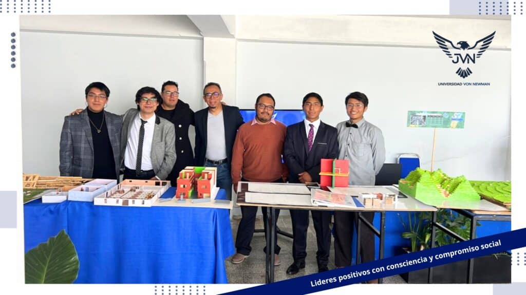 Estudiantes de Ingenieria Civil entregando proyectos